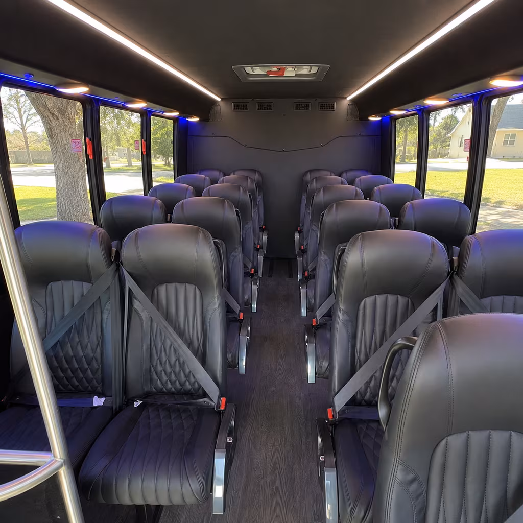 San Antonio Airport Shuttle & Transportation party bus interior