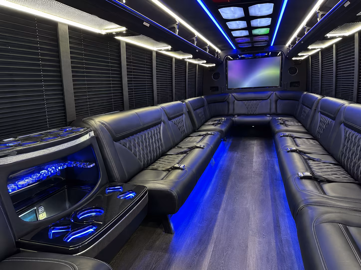 San Antonio Private Event Transportation party bus interior