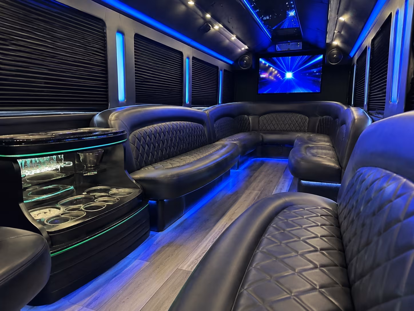 San Antonio Wedding Transportation party bus interior