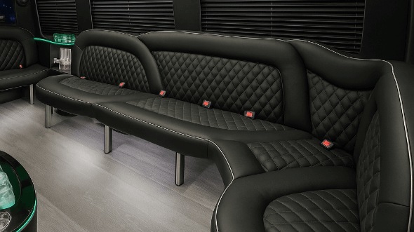 Interior of Charter Bus Company Laredo's 14 Passenger Sprinter Limousine in Laredo