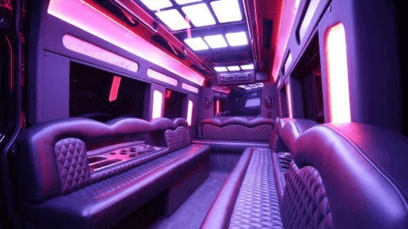 Interior of Charter Bus Company New Braunfels's 15 Passenger Party Bus in New Braunfels