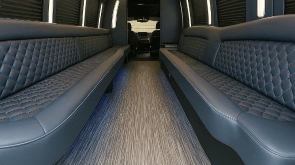 Interior of Charter Bus Company Houston's 20 Passenger Party Bus in Houston