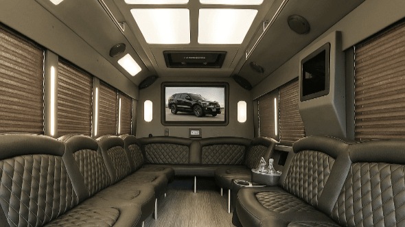 Interior of Charter Bus Company Georgetown's 25 Passenger Party Bus in Georgetown
