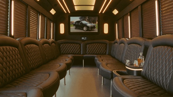 Interior of Charter Bus Company Killeen's 25 Passenger Party Bus in Killeen