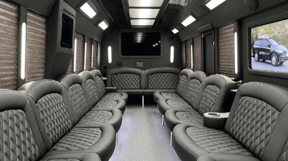 Interior of Charter Bus Company New Braunfels's 25 Passenger Party Bus in New Braunfels