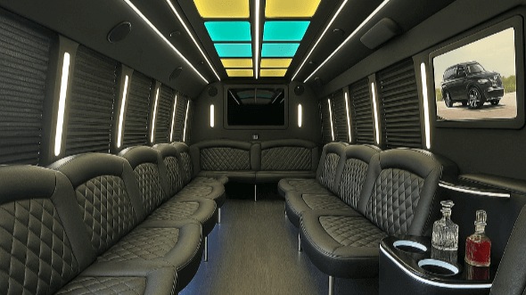 Interior of Charter Bus Company New Braunfels's 28 Passenger Party Bus in New Braunfels
