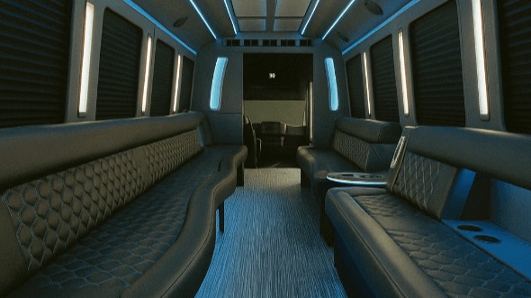 Interior of Charter Bus Company Houston's 30 Passenger Party Bus in Houston