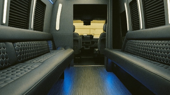 Interior of Charter Bus Company New Braunfels's 30 Passenger Party Bus in New Braunfels