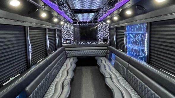 Interior of Charter Bus Company San Marcos's 30 Passenger Party Bus in San Marcos