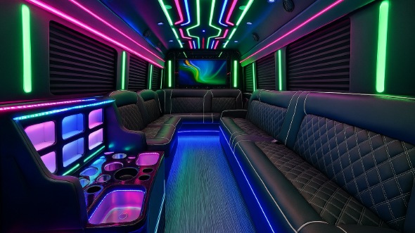 Interior of Charter Bus Company Georgetown's 40 Passenger Party Bus in Georgetown