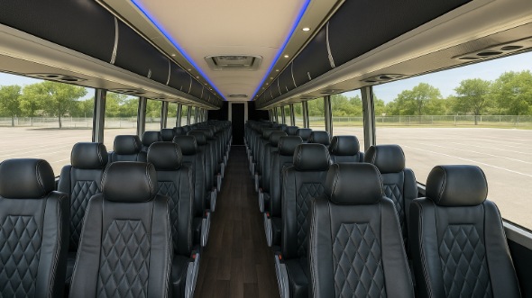 Interior of Charter Bus Company San Antonio's 46 Passenger Charter Bus in San Antonio