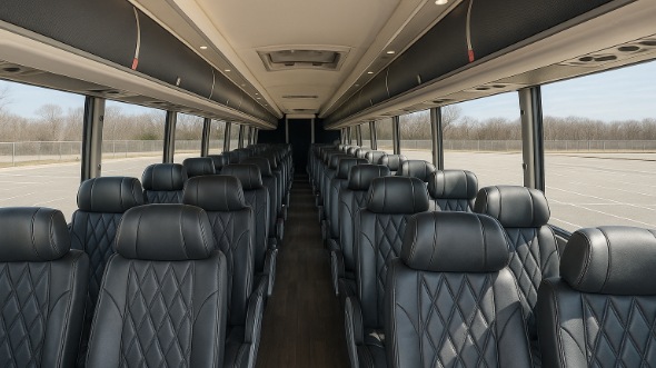 Interior of Charter Bus Company San Antonio's 47 Passenger Charter Bus in San Antonio