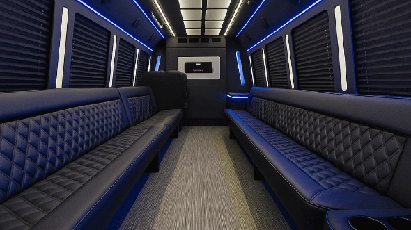 Interior of Charter Bus Company Austin's 50 Passenger Party Bus in Austin