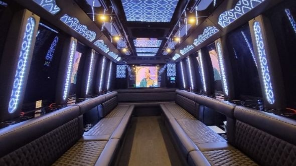 Interior of Charter Bus Company Laredo's 50 Passenger Party Bus in Laredo