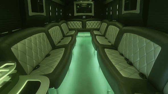 Interior of Charter Bus Company Waco's 50 Passenger Party Bus in Waco