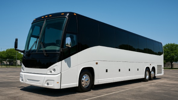 Exterior of Charter Bus Company New Braunfels's 50 Passenger Party Bus in New Braunfels