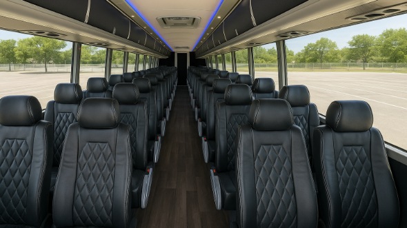 Interior of Charter Bus Company San Antonio's 54 Passenger Charter Bus in San Antonio