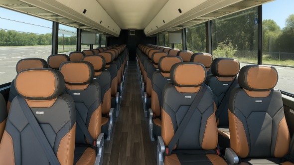 Interior of Charter Bus Company San Antonio's 55 Passenger Charter Bus in San Antonio